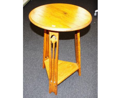 Arts & Crafts oak lamp table by Beard Watson, Sydney, 45cm diameter, 69cm high approx.