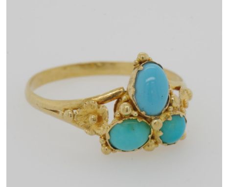 Victorian gold & turquoise ring unmarked tests as 16ct, weight: approx 1.67 grams, size: O/7