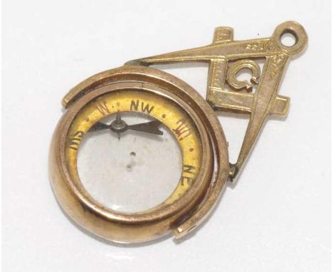 9ct gold, Masonic  swivel compass (needs repair), weight: approx 6 grams
