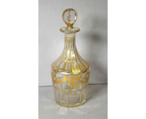 Antique gilt decorated glass decanter 29cm high approx.