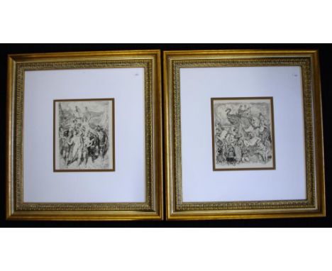 Two Norman Lindsay (1879-1969) framed prints in matching gilded frames. 1 signed in the print lower left. 26cm X 22cm approx 
