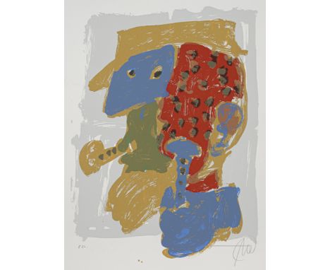 Lüpertz, MarkusLiberec/Böhmen, 1941Blattgröße: 77 x 64 cm, o. R.Ohne Titel. Serigraphie auf festem Papier. In Bleistift unten