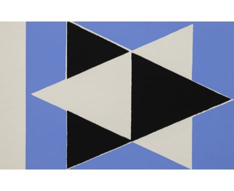 Glöckner, HermannCotta, 1889 - Berlin, 1987Blattgröße: 26 x 41 cm, o. R.Schwarz und weiß, ineinander, auf Blau, 1980. Farbser