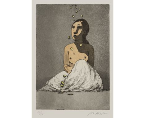Hüppi, JohannesBaden-Baden, 1965Blattgröße: 40 x 30 cm, o. R.2 Bl.: Vanitas, 2011; Danae, 2011. Farbradierung auf Bütten. Bei