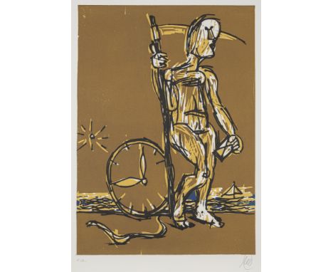Lüpertz, MarkusLiberec/Böhmen, 1941Blattgröße: 95 x 69 cm, o. R.Zeitreise, 2008. Farbradierung auf Bütten. In Bleistift unten