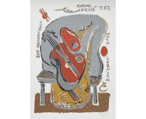 Lüpertz, MarkusLiberec/Böhmen, 1941Blattgröße: 107 x 77 cm, o. R."Jazz", 2008. Farbserigraphie auf Bütten. In Bleistift unten