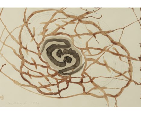 Brodwolf, JürgenDübendorf/Zürich, 193238 x 53 cm, R.Ohne Titel, 1992. Aquarell und Tusche über Bleistift auf Bütten. In Bleis