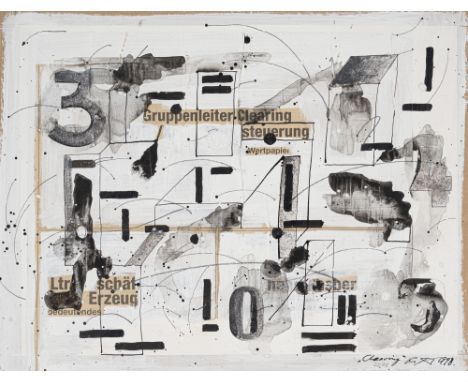 Görß, RainerNeustrelitz, geboren 196038 x 50 cm, R."Clearing", 1998. Mischtechnik auf Papier. In Tusche unten rechts signiert