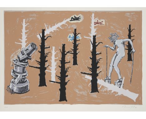 Immendorff, JörgBleckede bei Lüneburg, 1945 - Düsseldorf, 2007Blattgröße:79 x 107 cm, o. R."Schwarzes Schaf", 2001. Farbserig