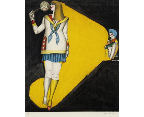 Lindner, RichardHamburg, 1901 - New York, 197860 x 50 cm, R.Ohne Titel, 1971. Farblithografie auf Japanpapier aus der Folge "