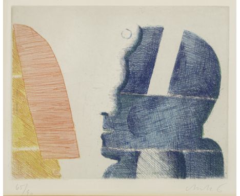 Antes, HorstHeppenheim, 193620 x 24,5 cm, R.Zwei Köpfe im Dialog, 1972. Farbradierung auf Bütten. In Bleistift unten rechts s