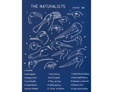Dion, MarcNew Bedford, 196170 x 60 cm, o. R."The Naturalists". Serigraphie auf blauem beschichtetem Leinwandgewebe. Wandrollb