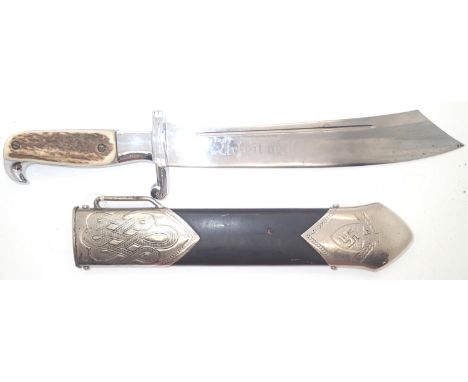 German WWII full size and weight replica RAD Hewer with metal scabbard, marked RZM M7/36. P&amp;P Group 2 (£18+VAT for the fi