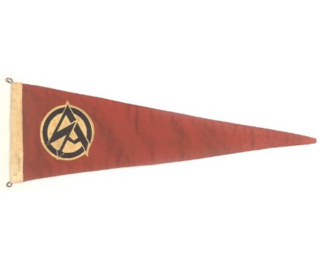 German Third Reich early reproduction large embroidered cotton SA pennant, stamped (indistinct) L: 56 cm. P&amp;P Group 1 (£1