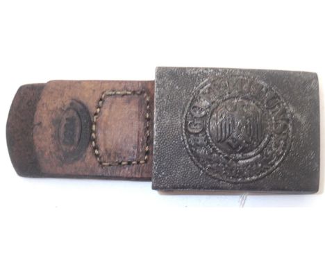 German Army belt buckle maker marked FLH (Friedrich Linden Ludenscheid) with leather tab dated 1938. P&amp;P Group 1 (£14+VAT