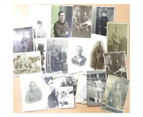 Collection of predominantly WWI military and naval personnel portrait photographs. P&amp;P Group 1 (£14+VAT for the first lot