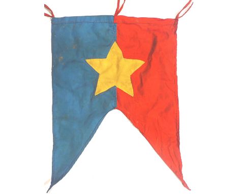 Vietnam War period Vietcong trumpet banner, 43 x 30 cm. P&amp;P Group 1 (£14+VAT for the first lot and £1+VAT for subsequent 