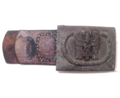 1940 dated Third Reich DRK belt buckle on leather tab. P&amp;P Group 1 (£14+VAT for the first lot and £1+VAT for subsequent l