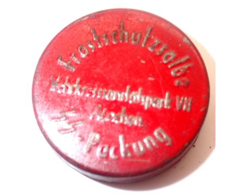 Waffen SS frost bite balm tin. P&amp;P Group 1 (£14+VAT for the first lot and £1+VAT for subsequent lots) 