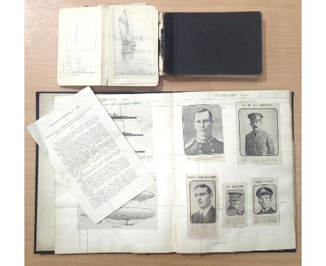 WWI scrapbook containing photographs newspaper articles, completed by Louise Stanfield wither further sketchbooks. P&amp;P Gr
