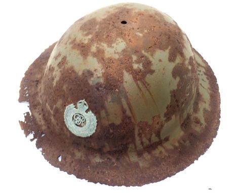 WWI relic Royal Engineers Brodie helmet, reputedly a Somme area barn find. P&amp;P Group 2 (£18+VAT for the first lot and £3+