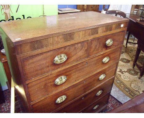 19th C mahogany chest of two short above four long drawers on raised bracket feet 