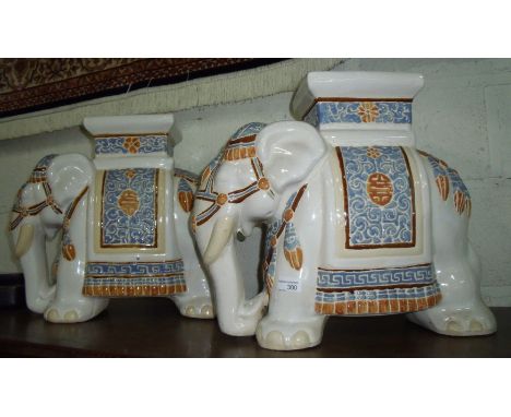 Pair of ceramic elephant stools 