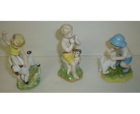 Three Royal Worcester months of the year figurines - April, September & June  