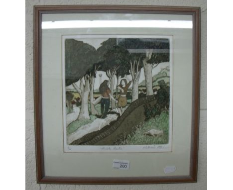 Framed and mounted coloured lithograph no. 5/60 'Private Practice', signed by the artist Michael Atkin (Scarborough artist)
