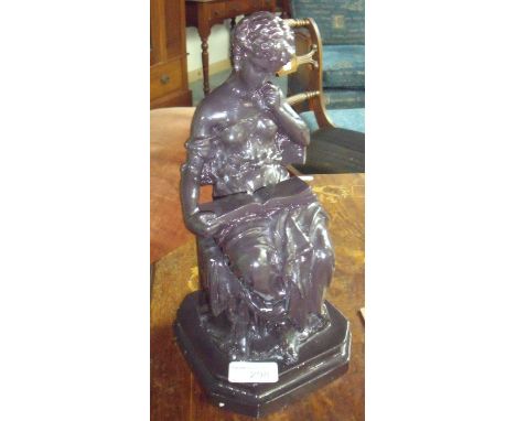 Painted ceramic figure of a seated lady 