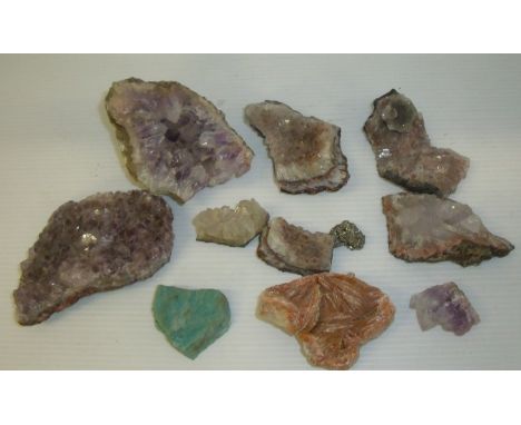 Small selection of amethyst, a sand orchid etc  