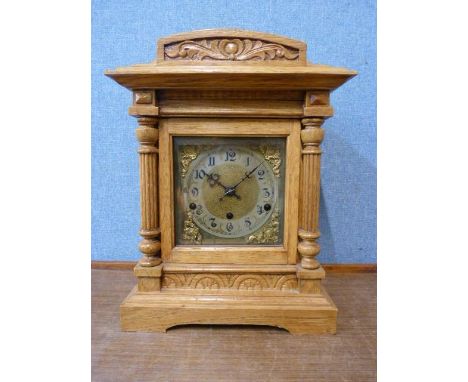 A German oak mantel clock 