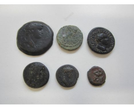 Greek Imperial 1st century AD,Ae's (6) including Domitian dichalkon, R. crocodile right, regnal year 5, R.C.V.2881, Titus of 