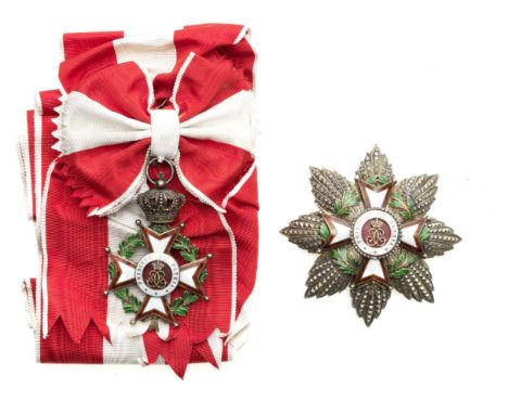 Monaco,Order of St.Charles, 1st Class set of insignia, comprising sash badge and breast star, in silver-gilt, silver and enam