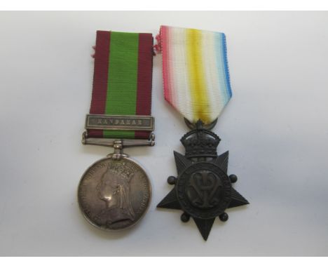 Pair to Gunner A.Ault, Royal Artillery,Afghanistan 1878-80, one bar, Kandahar (365. Gunr. A.Ault. C. Batt: 2nd Bde. R.A.); Ka