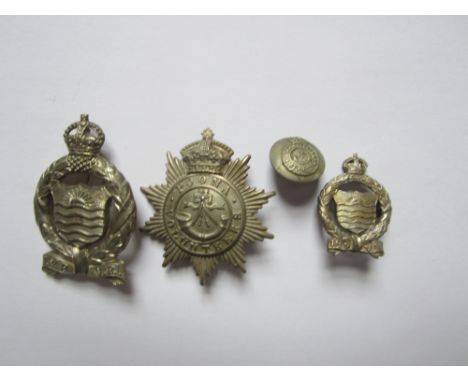 Poona Volunteer Rifles &amp; 1st Punjab Volunteer Rifles Insignia,comprising a die-stamped white metal pagri badge, first pat