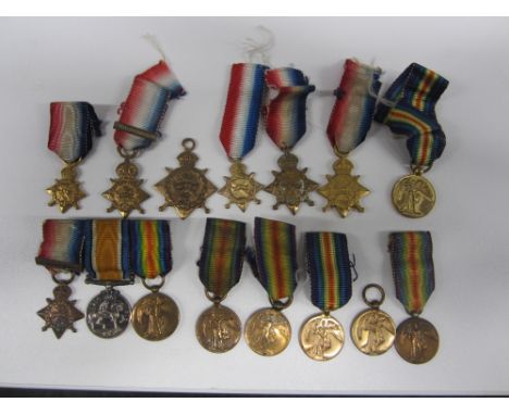 Miniature Medals,Mounted group of three comprising 1914 Star with bar, British War Medal and Victory Medal. With 1914 Star (3