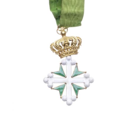 Italy,Order of St.Maurice and St.Lazarus, Commander's neck badge, in gilt metal and enamel. Slight enamel damage and staining