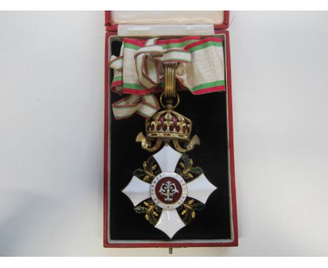 Bulgaria,Civil Merit Order, Commander's neck badge, in silver-gilt and enamel. In fitted case of issue. Some small enamel chi
