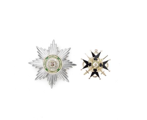 Russia,Order of St.Stanislaus, 2nd Class set of insignia, comprising neck badge and breast star. The neck badge (5.6cm x 5.5c