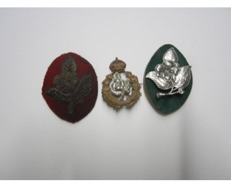 Worcestershire Yeomanry NCO's Arm Badges &amp; An Other Ranks Cap Badge,A scarce early Dress embroidered example, the pear bl