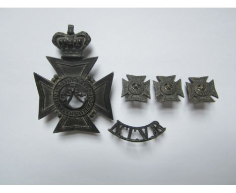 Naini Tal Volunteer Rifle Corps Insignia,comprising a helmet plate in heavy gauge die-cast blackened metal,  St. Edward's cro
