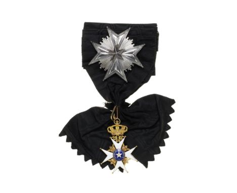 Sweden,Order of the North Star, First Class set of insignia, comprising sash badge and breast star, in gold, silver and ename