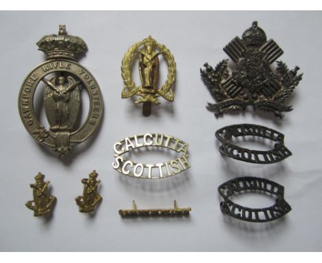 Indian Army Auxiliary Forces,The Calcutta Scottish (1911), an officer's glengarry badge in die-stamped silver, crown, St. And
