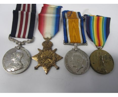 A Great War M.M. group of four to Private G.Barlow, Worcestershire Regiment,Military Medal, G.V.R. (1658 L.Cpl. G.Barlow 1/7 