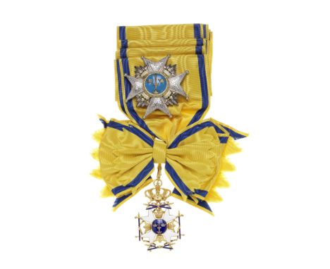 Sweden,Order of the Sword, First Class set of insignia, comprising sash badge and breast star, in gold, silver-gilt, silver a