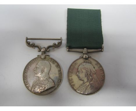 Army Long Service and Good Conduct,G.V.R. (L-7505 C.Q.M.Sjt:T.Wallis. Midd'x R.). Volunteer Force Long Service and Good Condu
