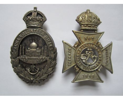 Indian Army Auxiliary Forces,Bangalore Rifle Volunteers an other ranks fine quality die-stamped white metal shako/helmet plat
