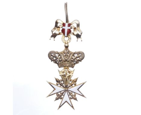 Austria,Order of the Knights of Malta, Cross of a Donat of Devotion, neck badge, 11cm x 5cm in silver-gilt and enamel. Some t