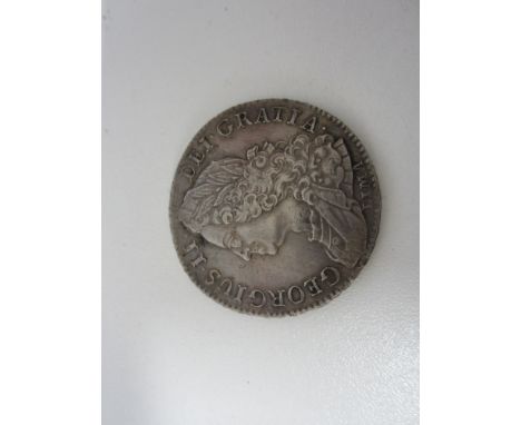 George II,Halfcrown, 1745 LIMA, old draped bust left, R.Crowned cruciform shields, angles plain D.NONO (S.3695).  The 17 and 